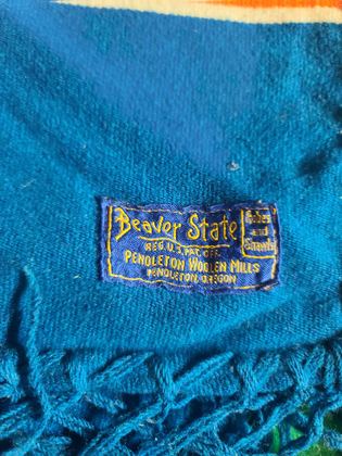Pendleton "Beaver State" Robes and Shawls fringed serape-stripe shawl, teal, plate 160